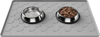 Pieviev Silicone Dog Cat Food Bowl Mat, Waterproof Raised Edge - M-24''X16'' / Light Gray
