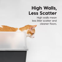IRIS USA High Sided Cat Litter Box, Scatter Shield - Large - 2 Pack / Black - image 3