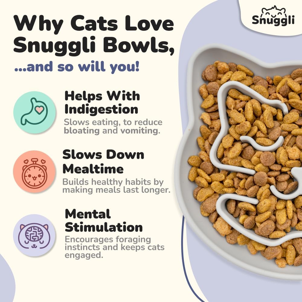 Slow Feeder Cat Bowl, Cat Puzzle Feeder for Slow Eating - Slate - image 3