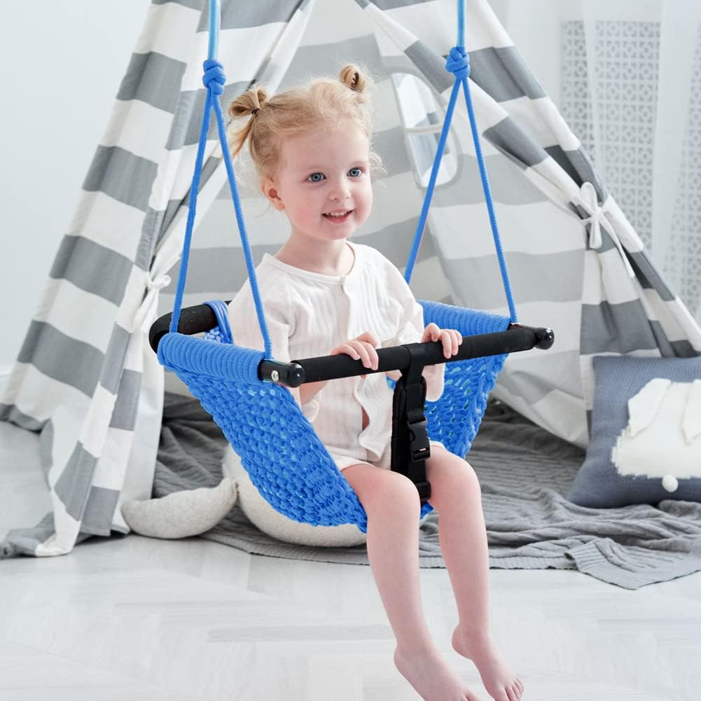 2 -in - 1 Toddler Swing. Swing Seat for kids Adjustable Ropes, for Kids Heavy Duty Rope Play - Blue - image 2