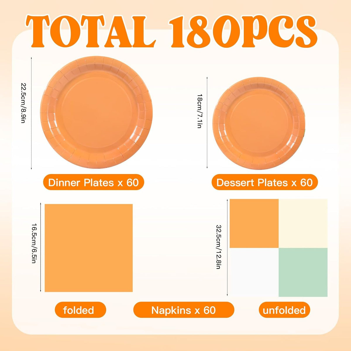 yunhuatdm 180 piece cute ghost Halloween plates and napkins set, black and white - view 17