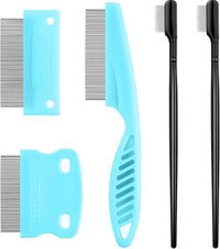 5 Pieces Dog Eye Combs Tear Stain Remover Combs Pet Grooming Comb - Black,Blue