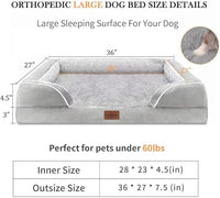 Comfort Expression Orthopedic Memory Foam Dog Bed, Waterproof Dogs Beds Large Sized, Washable Cooling Dogs Beds with Removable Cover, Pet Sofa with Bolster(Large,Light Grey)