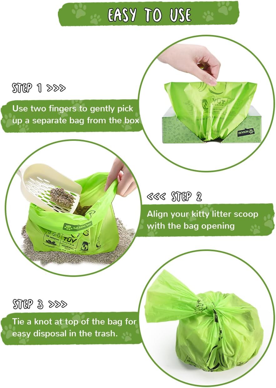 Cat Litter Bags for Poop Biodegradable Cat Waste Disposal Bag - green - image 4