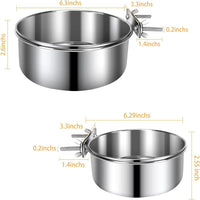 2 Pcs Stainless Steel Small Dog Crate Food Water Bowl - L (56 & 41 OZ) / Silver - image 2