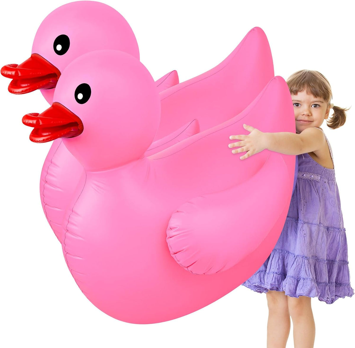 Hungdao 1 Pack 4 Feet Giant Inflatable Duck Pool Float - Pink / 2