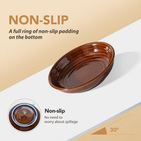 Elevated Cat Bowls, Ceramic Cat Bowl with Bamboo Stand Wide Opening – Essentials for Cats - Brown / Stripe Set + Acacia Wood - image 3