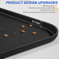 SMILOOL Waterproof Silicone Pet Food Mat with Raised Edge for Dog - Black / 19"L x 12"W - image 3