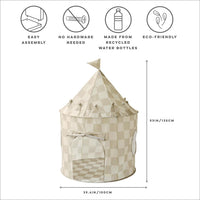 3 Sprouts Kids Play Tent for Ages 3 to 10 - Checkerboard Beige - image 4