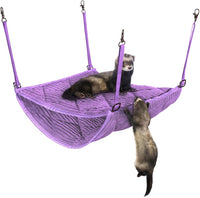 Ferret Hammock for Cage, Plush Double Bunk Bed Hanging Clips - Purple