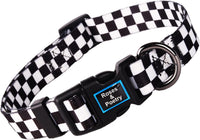 Roses&Poetry Reflective Dog Collar with Gradient Mistyrose - L / Checkered