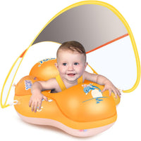Baby Pool Float with Canopy UPF50+ - Large / yellow