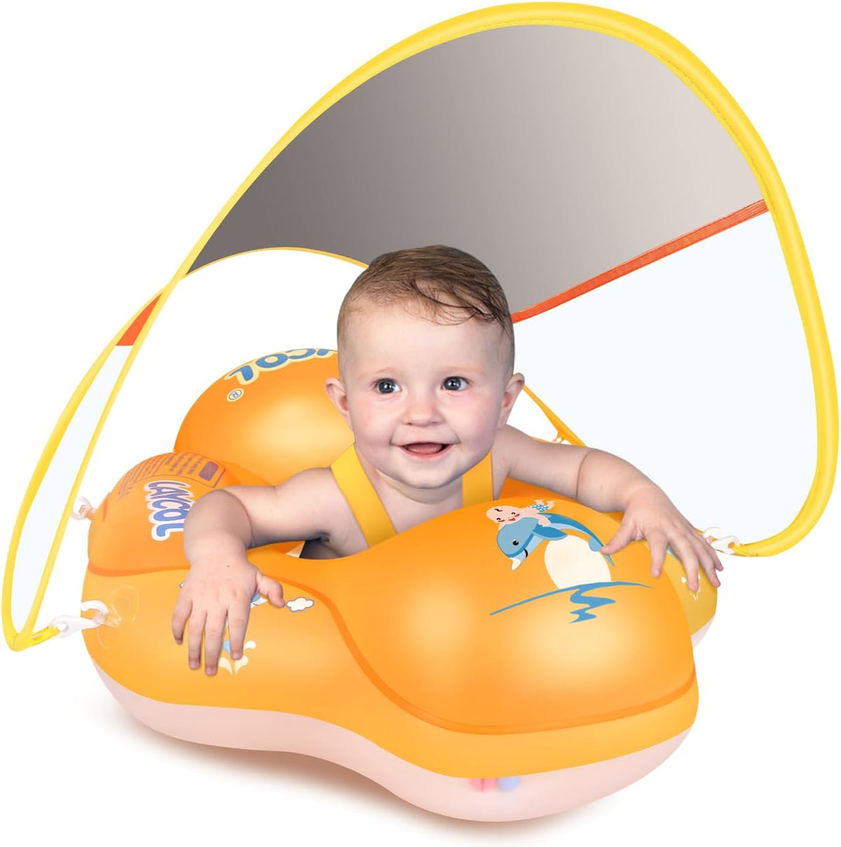 Baby Pool Float with Canopy UPF50+ - Large / yellow