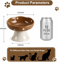 Red Mushroom Cat Bowl, Elevated Ceramic Bowl for Cats – Essentials for Cats - Brown - image 2