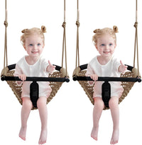2 -in - 1 Toddler Swing. Swing Seat for kids Adjustable Ropes, for Kids Heavy Duty Rope Play - Light Brown 2-pack