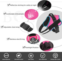 Bolux Dog Harness, No-Pull Reflective Dog Vest, Breathable Adjustable Pet Harness with Handle for Outdoor Walking - No More Pulling, Tugging or Choking Medium (Pack of 1) RoseTurquoise