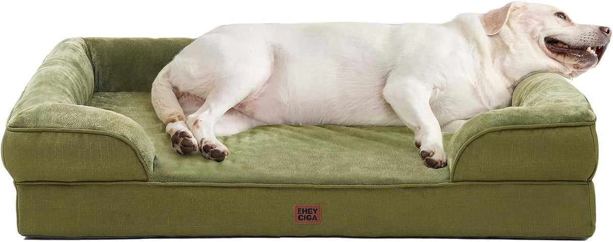 EHEYCIGA Orthopedic Dog Beds Large Sized Dog - Olive Green / 46.0"l X 35.0"w X 7.5"th