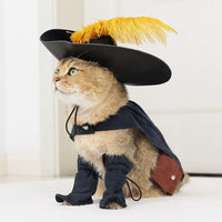 Pet Cat Dog Costume Cosplay Halloween Kitten Puppy Clothes Cloak Hat - Medium / Black - image 2