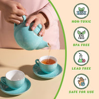 Sweejar porcelain tea set for little girls in pumpkin shape with teapot, cups and saucers - view 8