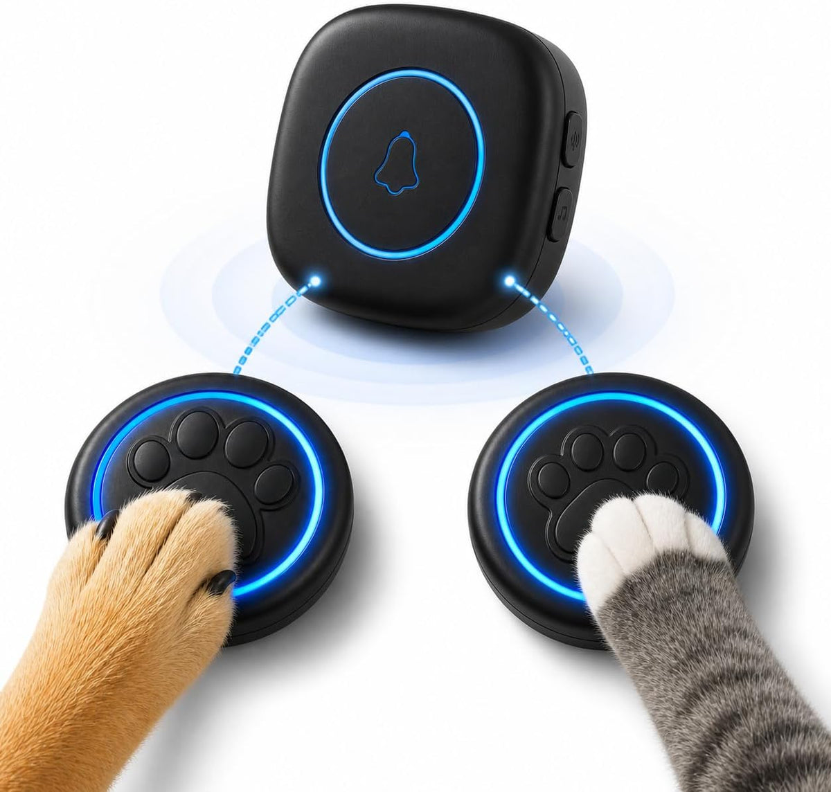 Soft Ring Blk Dog Bells to Go Outside-Dog Door Bell – Essentials for Dogs - 2 Bells & 1 Receiver