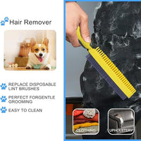 Rubber Pet Hair Removal Brush, Dogs Cats Hair Lint Remover Tool Massage Bath Comb Brush for Cleaning and Grooming (Yellow)