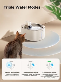 FEELNEEDY Wireless Cat Water Fountain Stainless Steel with Sensor - White Fountain(2 Filters) - image 3
