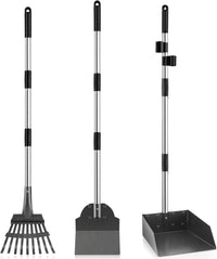 Pooper Scooper, Long Handle Dog Poop Scooper for Medium Small Dogs – Essentials for Dogs - Light Silver / Medium