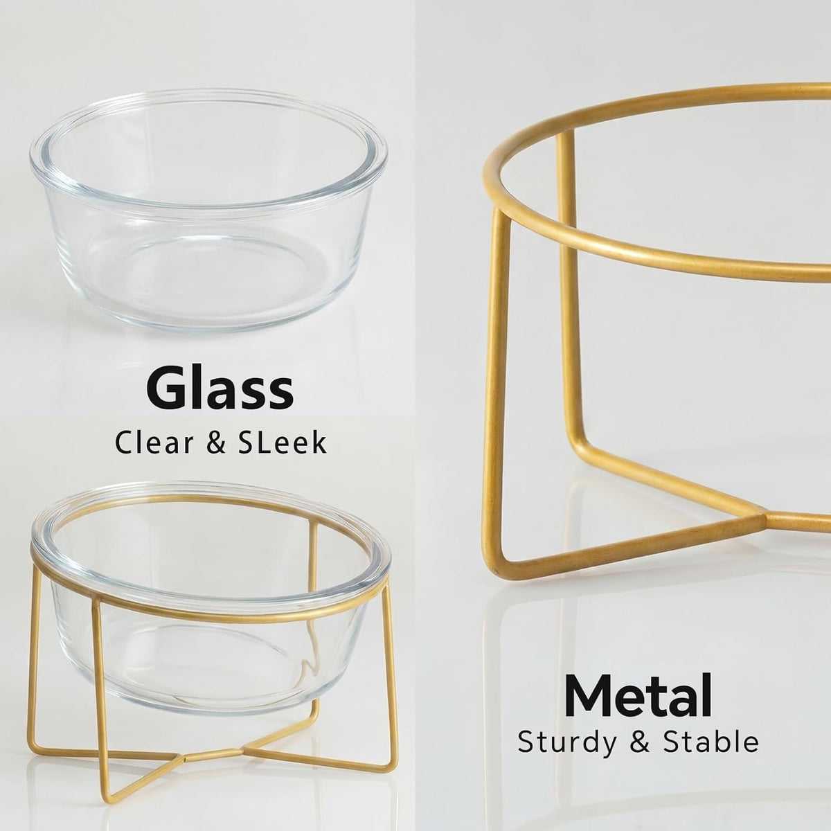 Small Glass Tilted Elevated Cat Dog Bowl Raised Cat Food Water Bowl - Small / Glass - image 4