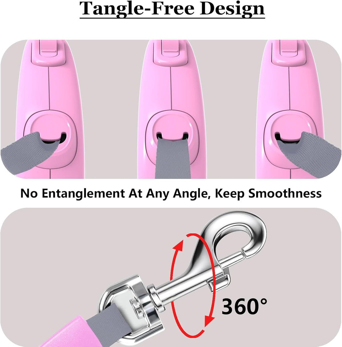 Retractable Dog Leash for Small Medium Dogs - Pink - image 4