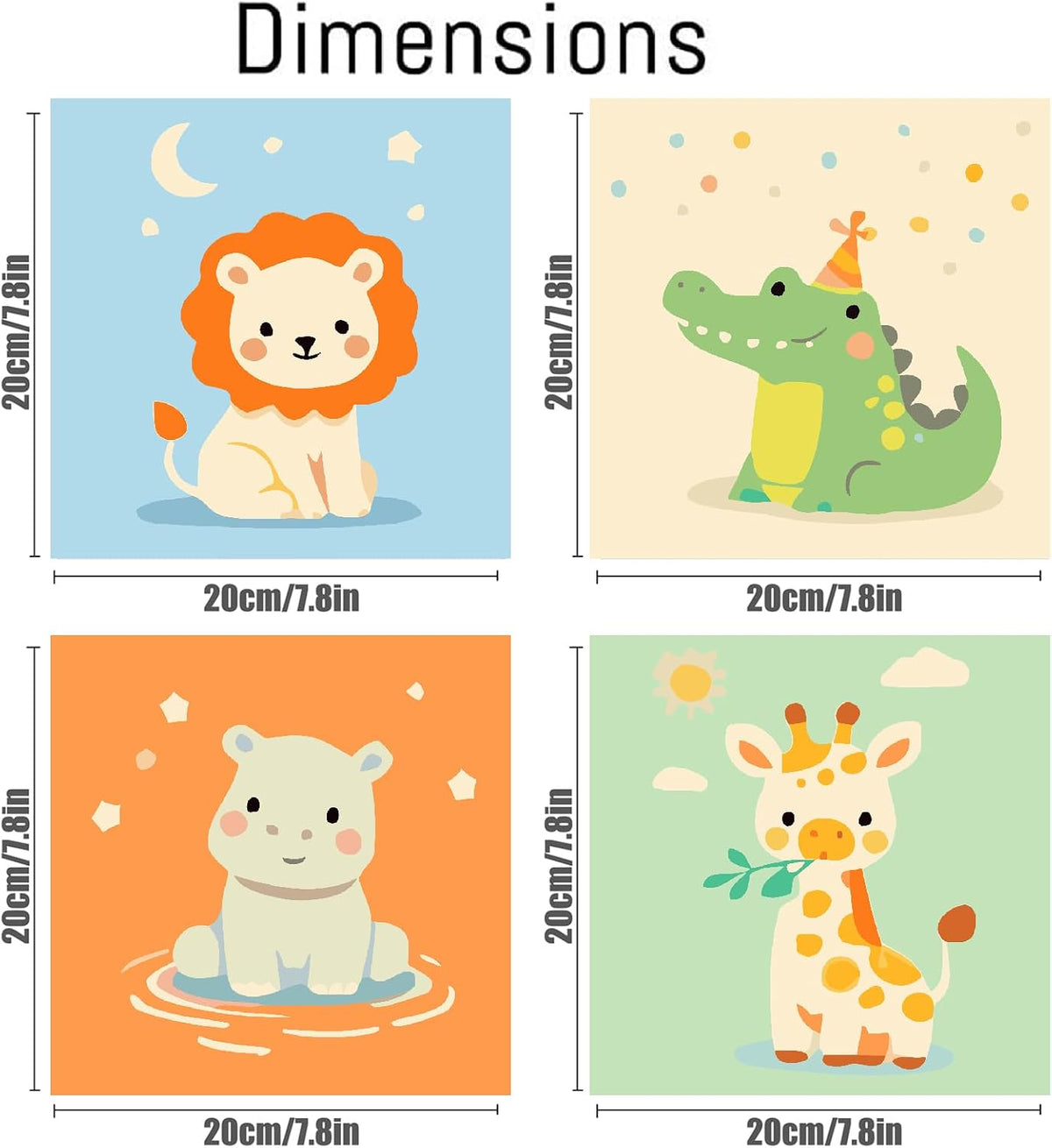 FQOVKYN 4 pack paint by number kit for kids with cute animal 8x8 canvases - view 18