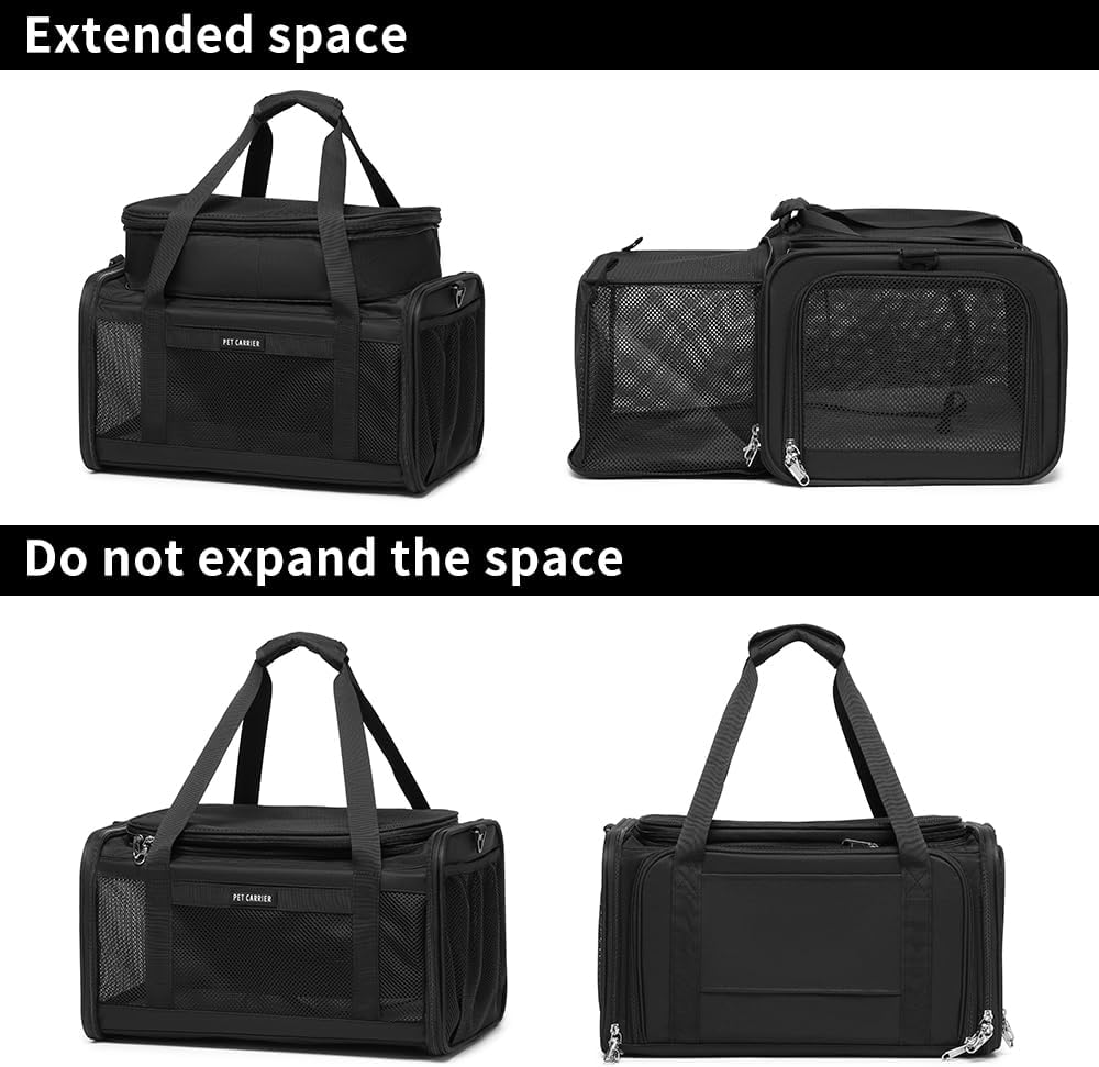 Airline Approved Pet Carrier for Cats and Small Dogs - black / 23.0"L x 12.0"W x 12.5"H - image 4