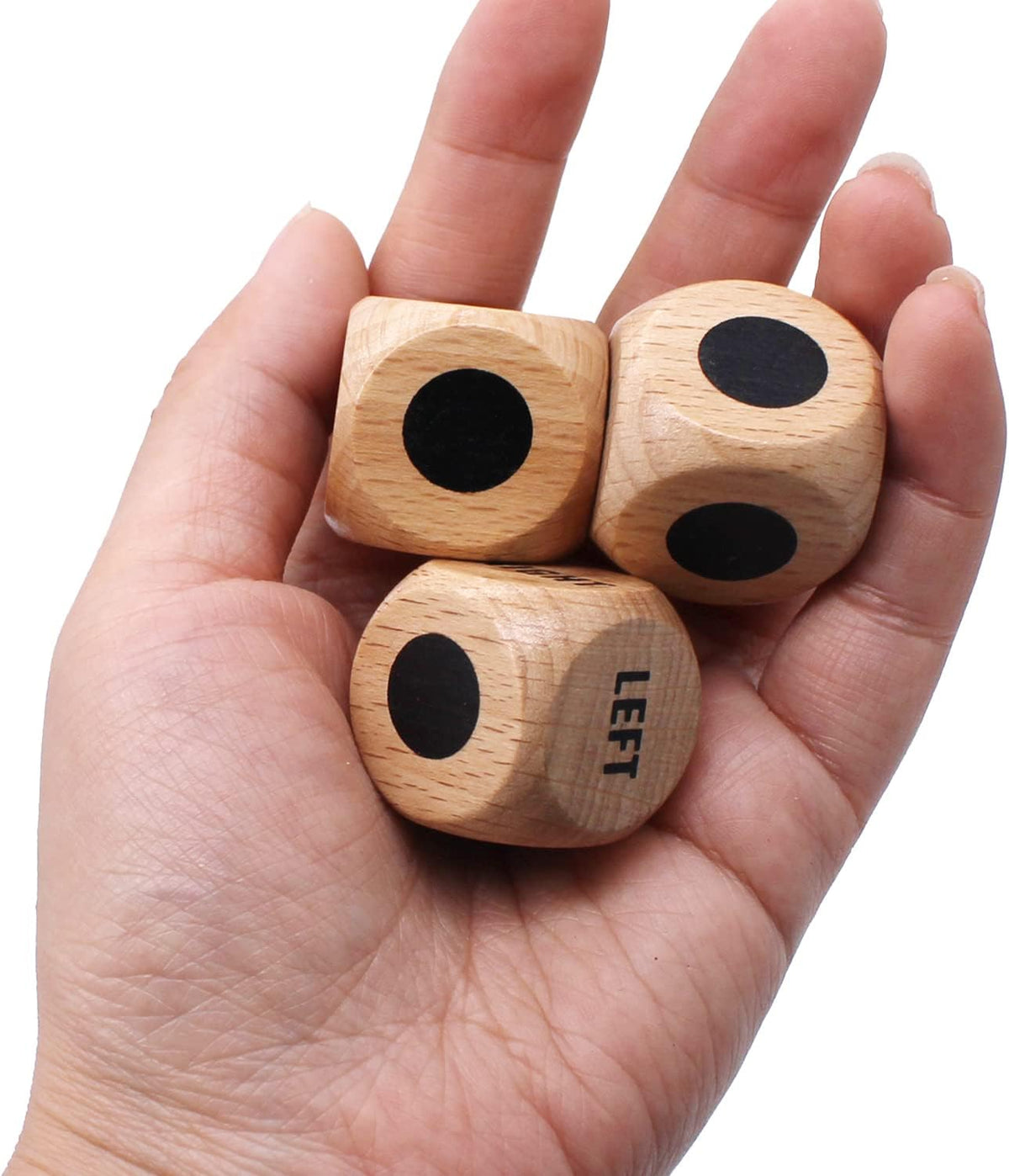 Bilywey 3pcs Left Right Game Dice 1 inch Beech Wood Dices - 6pcs wooden dice - image 2
