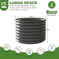 A ANLEOLIFE 2-Pack 3ft x 24” Tall Galvanized Raised Garden Beds Outdoor, Round Metal Planter Box for Planting Vegetables Flowers Herb, Anti-Rust & Easy-Setup, Quartz Grey