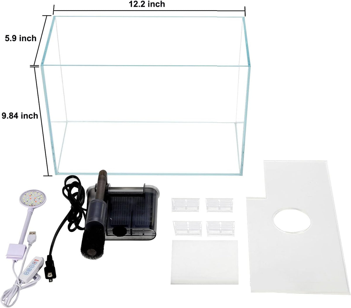 Vimvins 5 Gallon Glass Small Fish Tank with Filter Light and Lid - 3 Gallon - image 2