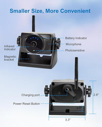 1080P Solar Magnetic Wireless Backup Camera, 90 Days Standby Rechargeable Battery, Waterproof Rear/Front View Camera for Hitching Boat Trailer Horse Pickup RV Car for iPhone iPad Android
