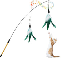 Pawaboo Cat Feather Wand Interactive Toy - White & Green