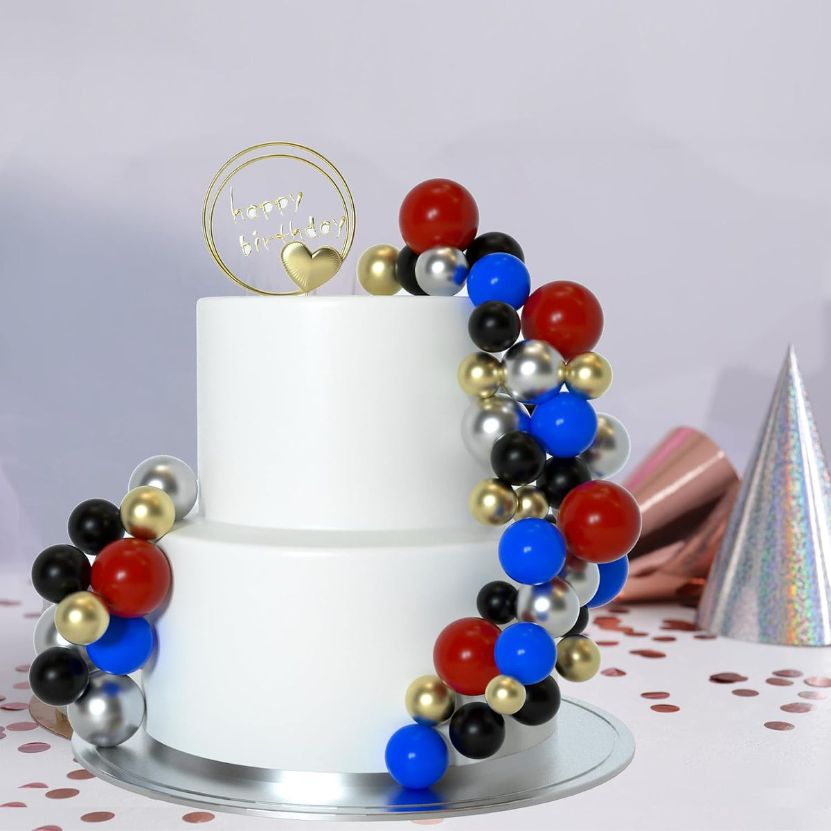 ASTARON 50 Pcs Ball Cake Topper Sticks Mini Balloons for Cake - Red Blue Series - image 4