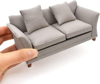 iLAND 1:12 scale dollhouse couch in turquoise blue velvet with two cushions and two pillows - view 4