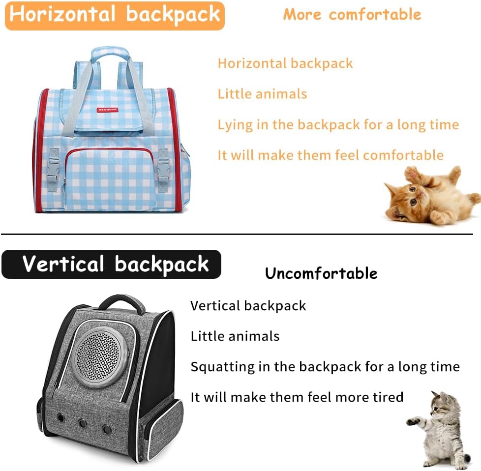 Pet Backpack Carrier for Small Dogs Medium Cats, Puppies - blue / 16.5"L x 9.0"W x 13.0"H - image 4