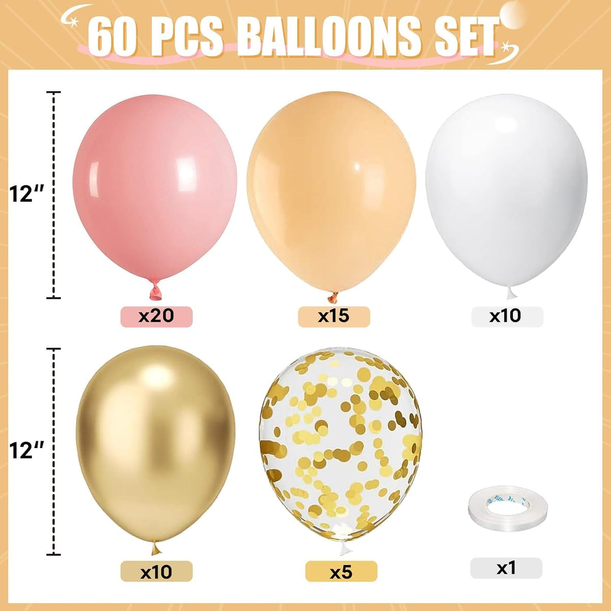 HILAVO Toy Inspired Story Balloons - Blush Pink Gold / 60PC - image 2