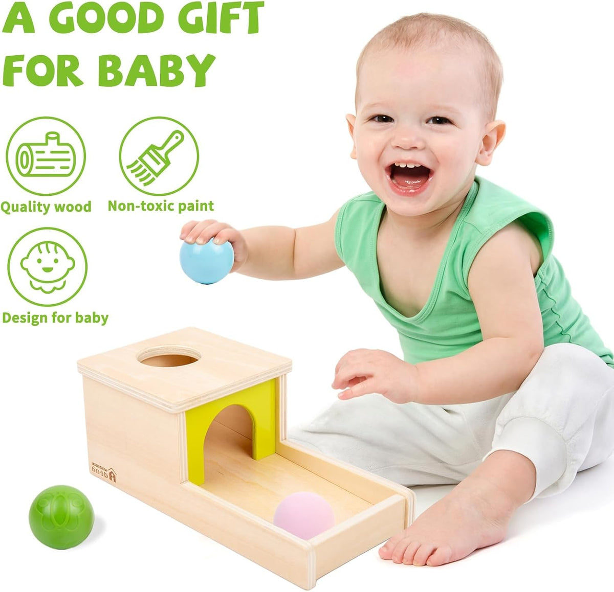 Adena Montessori Object Permanence Box with Tray Three Balls - Typical - image 2
