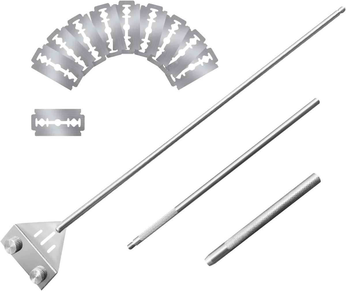 Kirecoo 25.6" Stainless Steel Aquarium Algae Scraper with 10 Blades – Essentials for Fish
