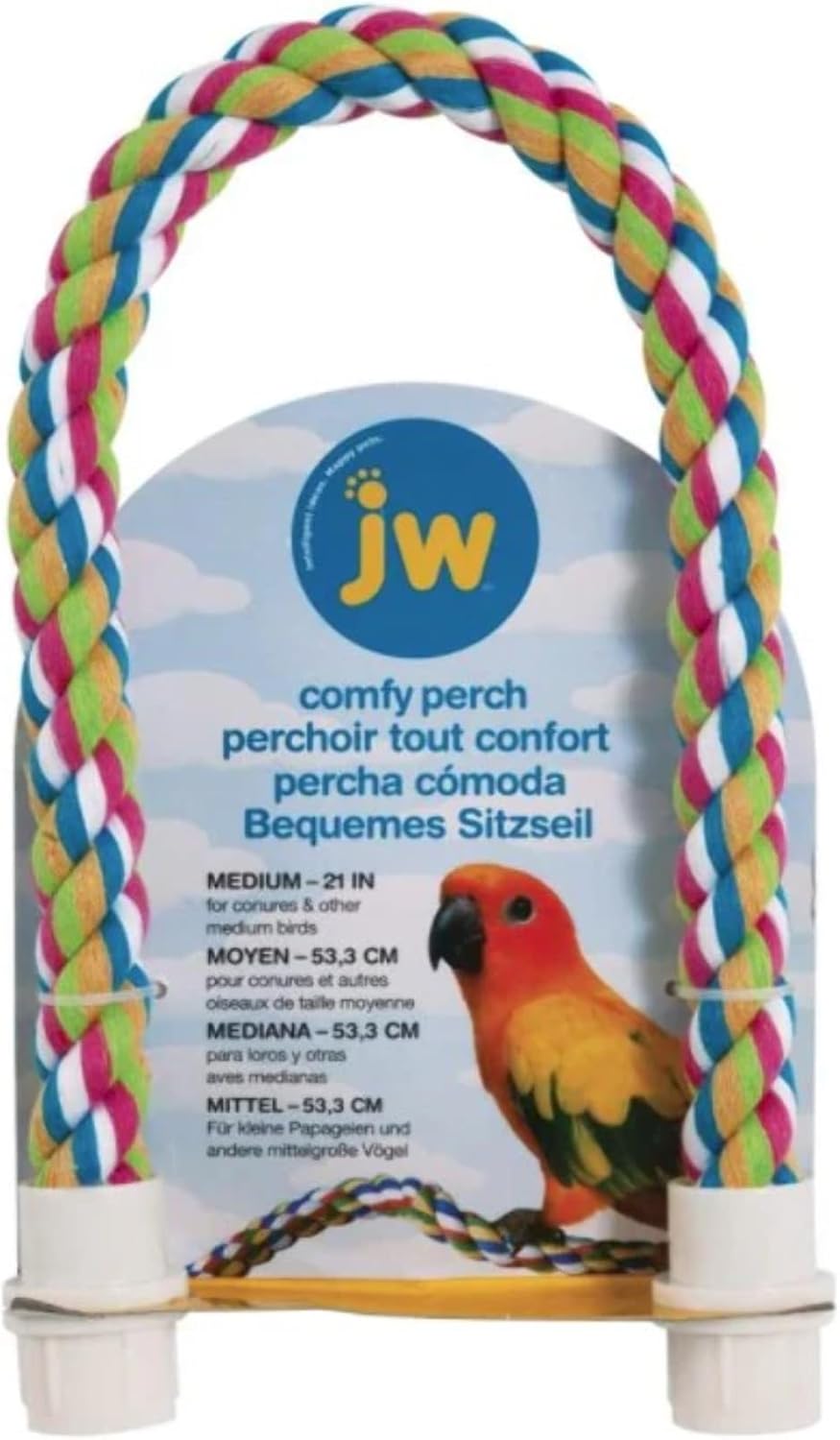 JW Pet Comfy Perch For Birds Flexible Multi-color Rope - Medium / 21"