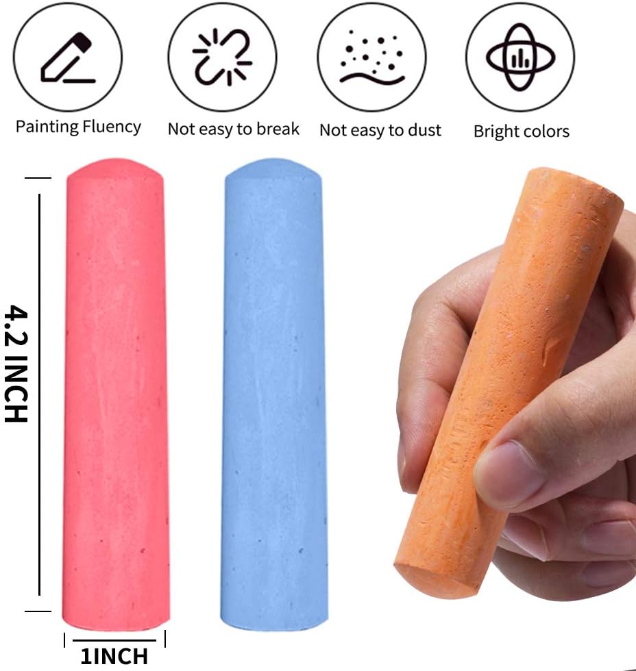 JASNKKONT washable sidewalk chalk set with 180 jumbo sticks in 20 colors and a gift box - view 3