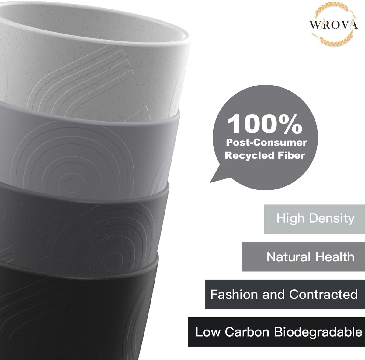 Wrova set of 8 black reusable wheat straw cups, 20 oz, stackable - view 34
