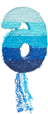 BLUE PANDA Pull String Pinata Number 5, Ombre Blue - Number 6 - image 4