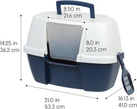 IRIS USA Large Front Door Cat Litter Box, Walk-in Entry - Corner Enclosed / Navy - image 2