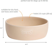 Pearhead Ceramic Dog Bowl, Woof Speckled Pet Food & Water Dish - Taupe Woof Bowl / Medium - image 4
