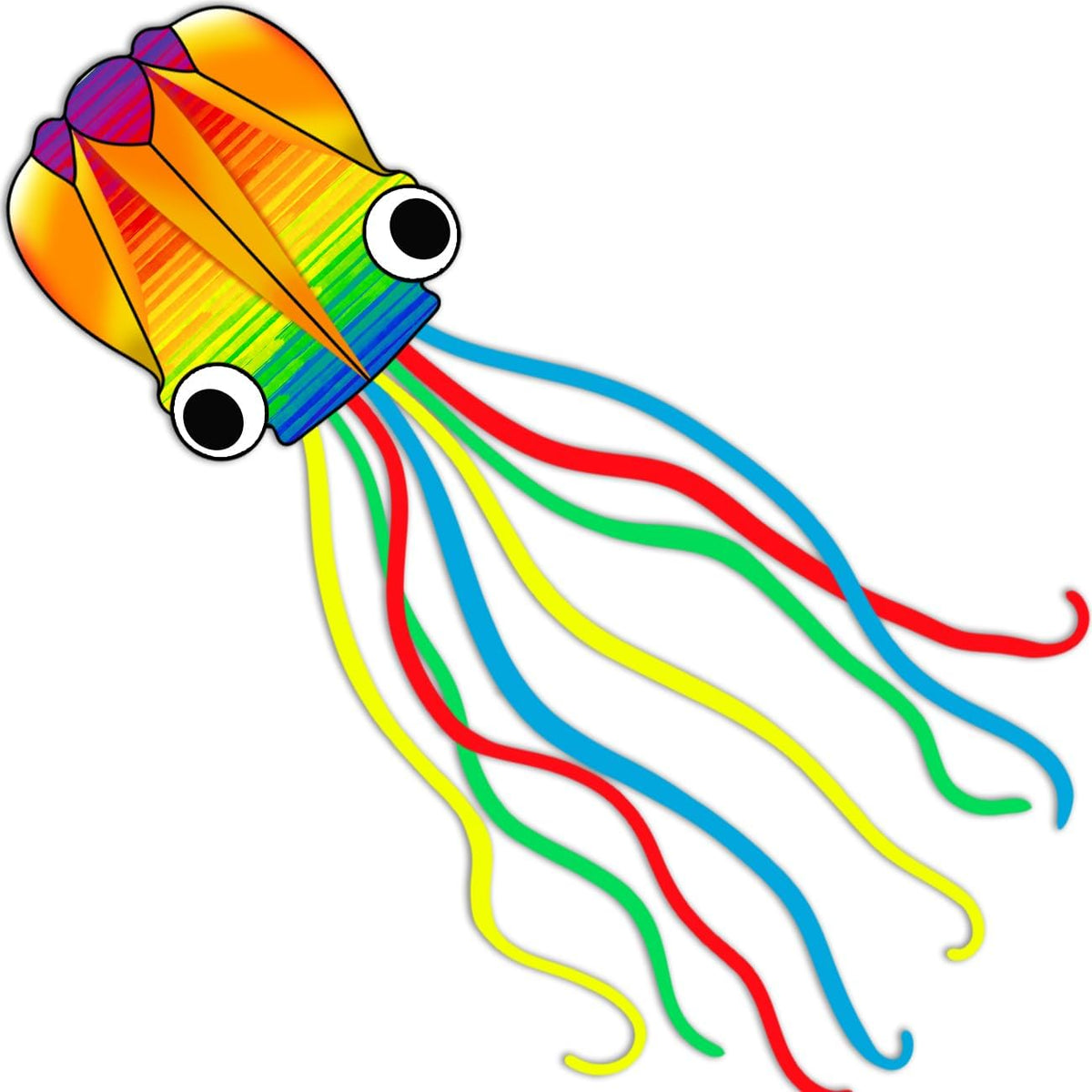 Xida rainbow octopus kite, a frameless ripstop polyester kite with flying line and handle - view 2