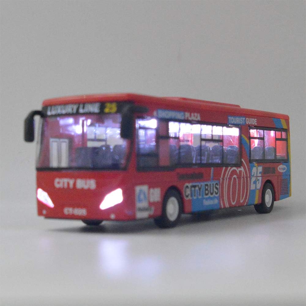 Ailejia yellow diecast city bus toy with pull back motor, lights and music - view 12